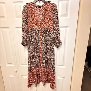 strapless open back dress Floral Print Long Sleeve Denim Shirt